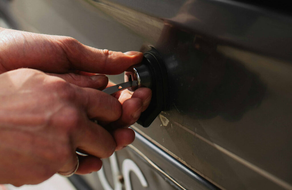 car key in door lock