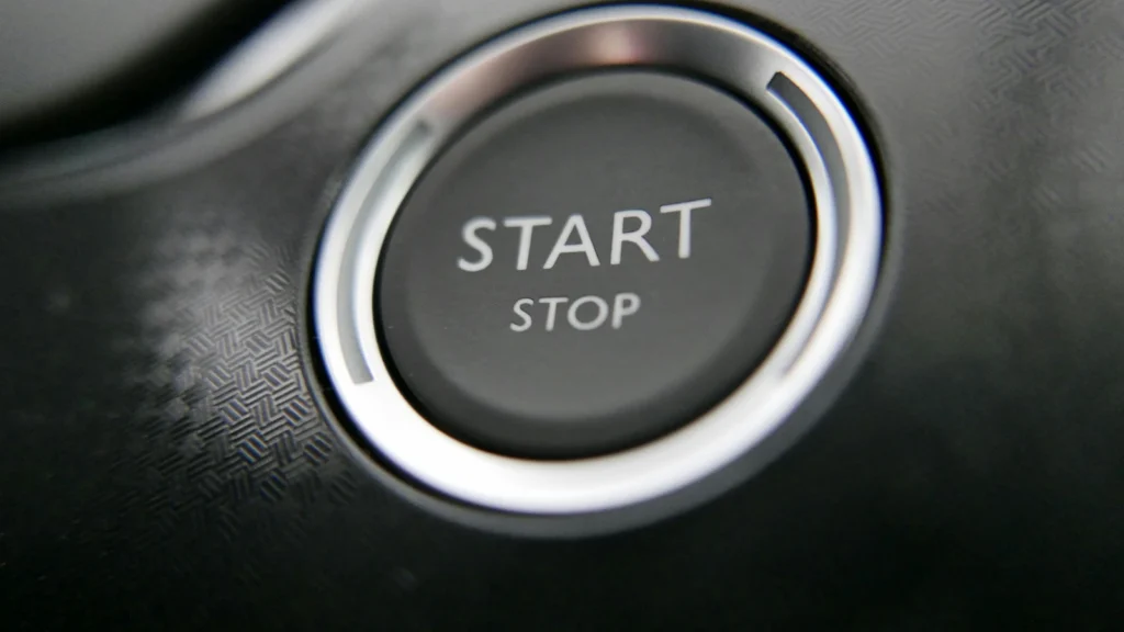 Push button start stop ignition on a keyless car
