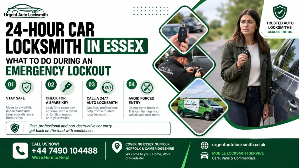 24-Hour Car Lock smith in Essex What to Do During an Emergency Lockout